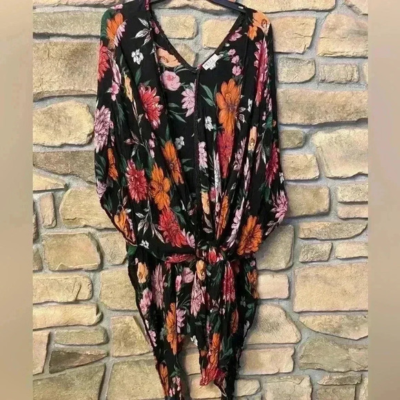 Women's Wrap Duster Coverup Boho Floral Butterfly size xl made in India - Picture 1 of 11